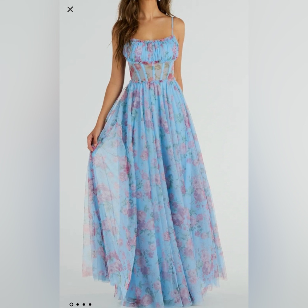 Haylie Corset A-Line Floral Tulle Formal Dress